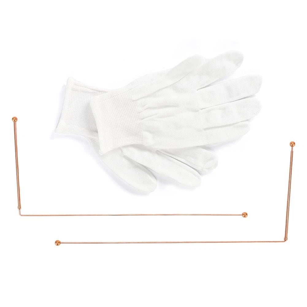 Water Finding Tool Set of 2 Pure Copper Wands with Gloves
