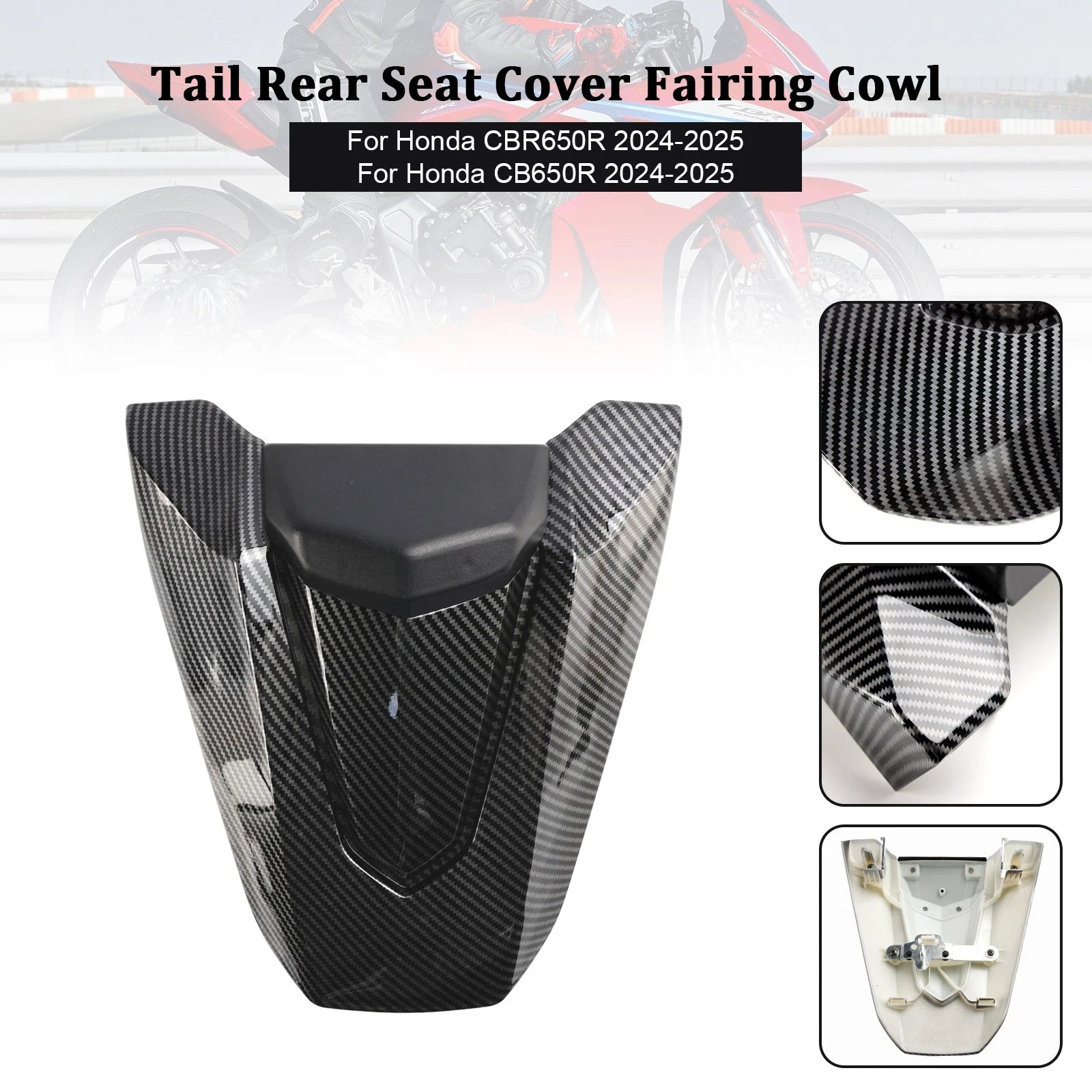 Rear Tail Seat Fairing Cover for Honda CBR650R CB650R (2024–2025) Carbon