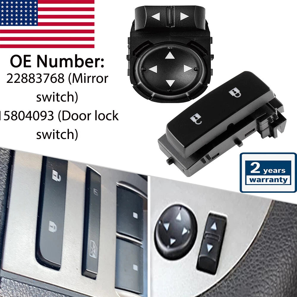 Left Door Lock Mirror Switch for GMC Sierra, Chevrolet Silverado (2007â2013)