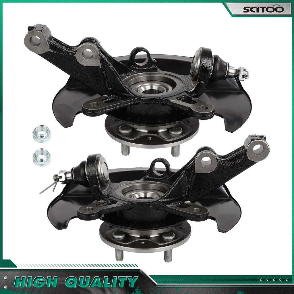 2X Front Steering Knuckle & Wheel Bearing Hub for Honda Civic (2001–2002)