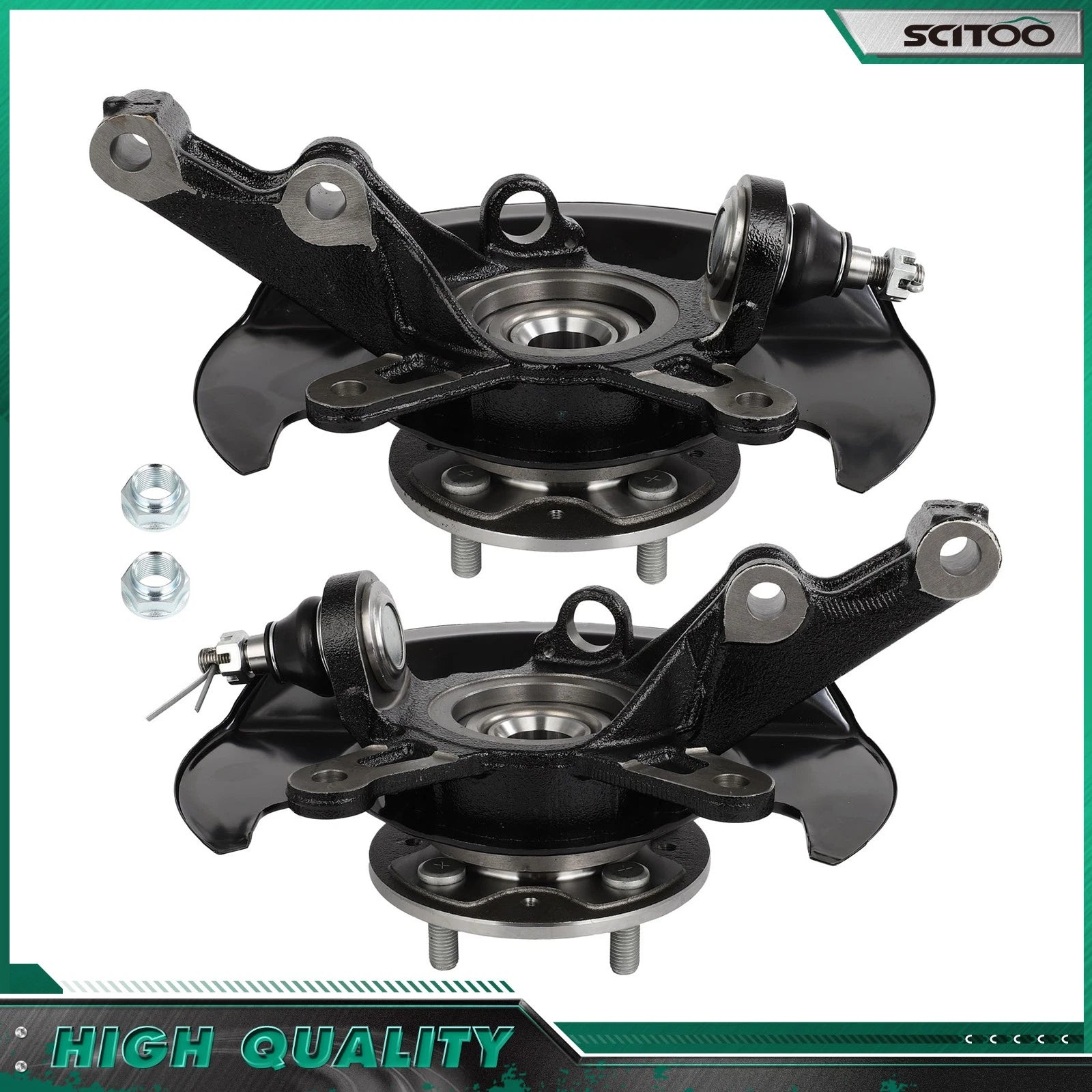 2X Front Steering Knuckle & Wheel Bearing Hub for Honda Civic (2001–2002)
