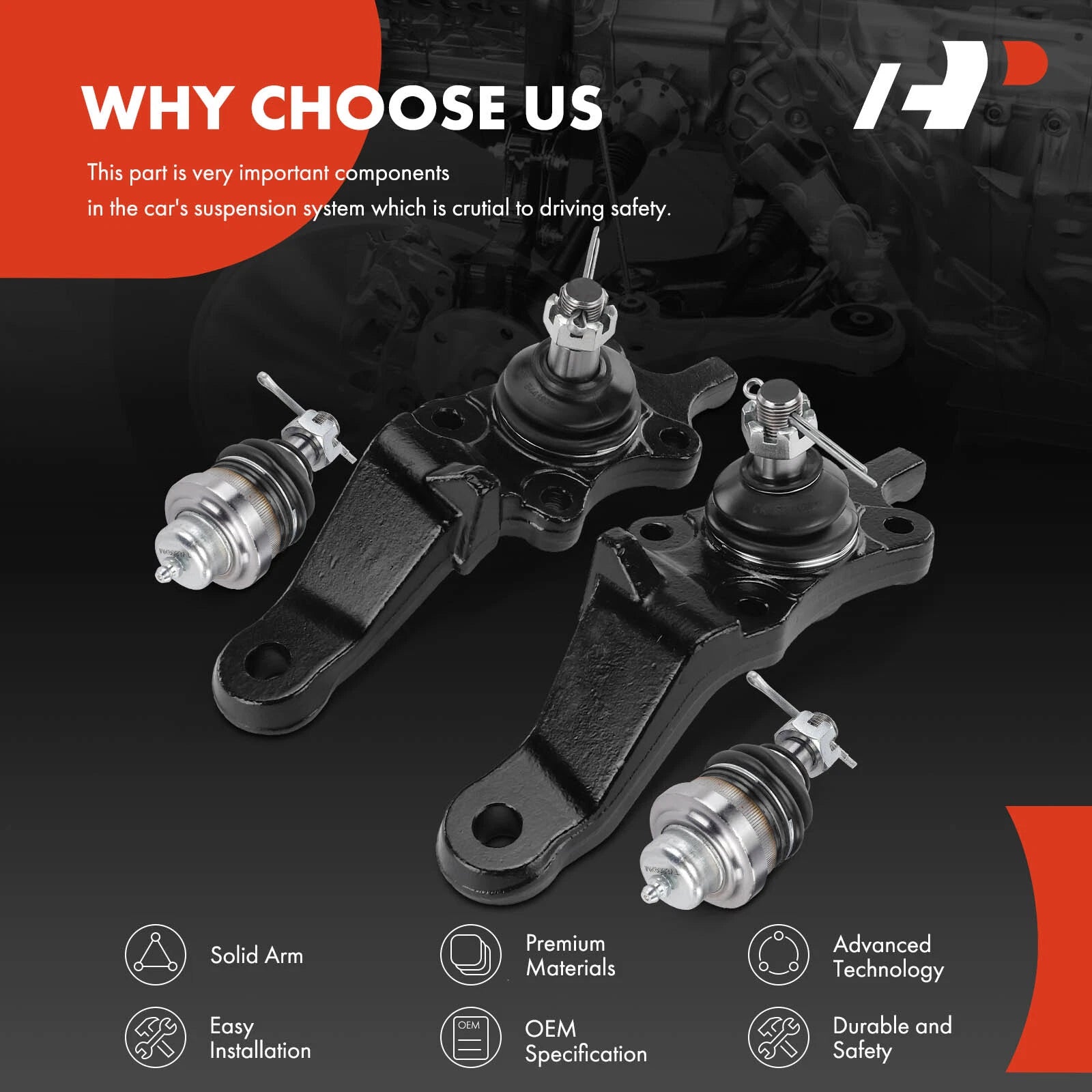 Front Upper & Lower Ball Joint Kit for Toyota 4Runner & Sequoia (1996–2002)