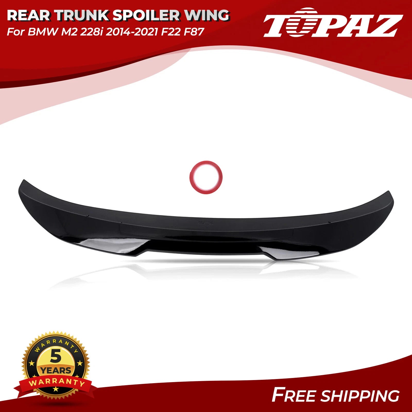 Rear Trunk Spoiler Wing for BMW M2 228i (2014–2021) Glossy Black
