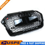 RS3 Style Grille for Audi A3 S3 (2017–2019) Black Honeycomb Bumper Grill