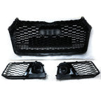 Front Honeycomb Mesh Grill + Fog Lamp Grilles for Audi Q5 SQ5 (2018–2019)