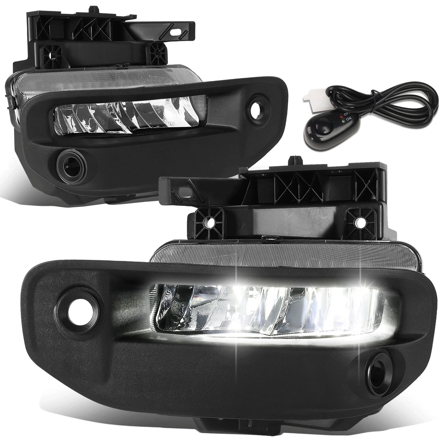 LED Fog Light Lamp Set for Ram 1500 (2019–2021) w/ Bezel Cover + Switch Chrome
