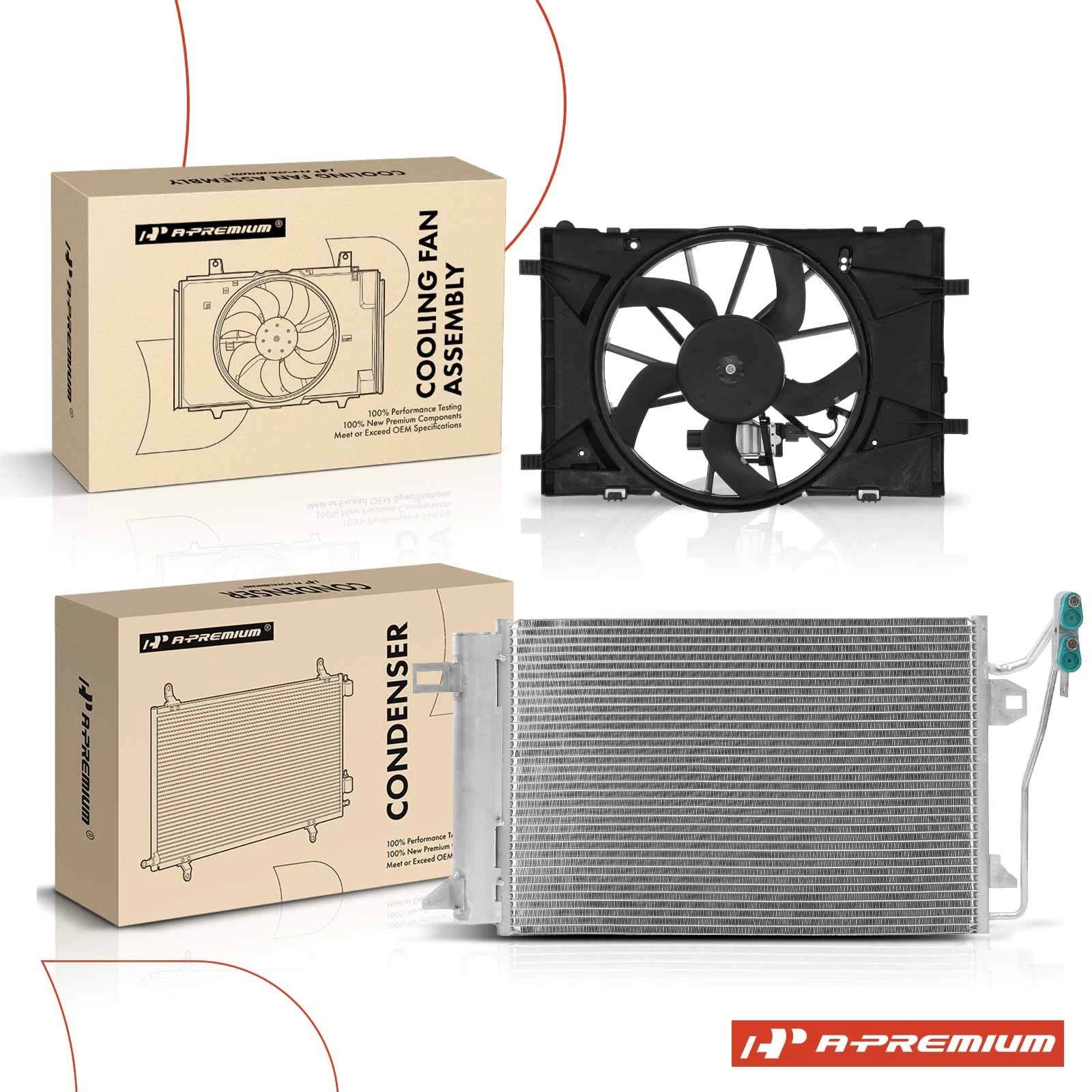 AC condenser and cooling fan shroud assembly kit for Ford Fusion (2010–2012)
