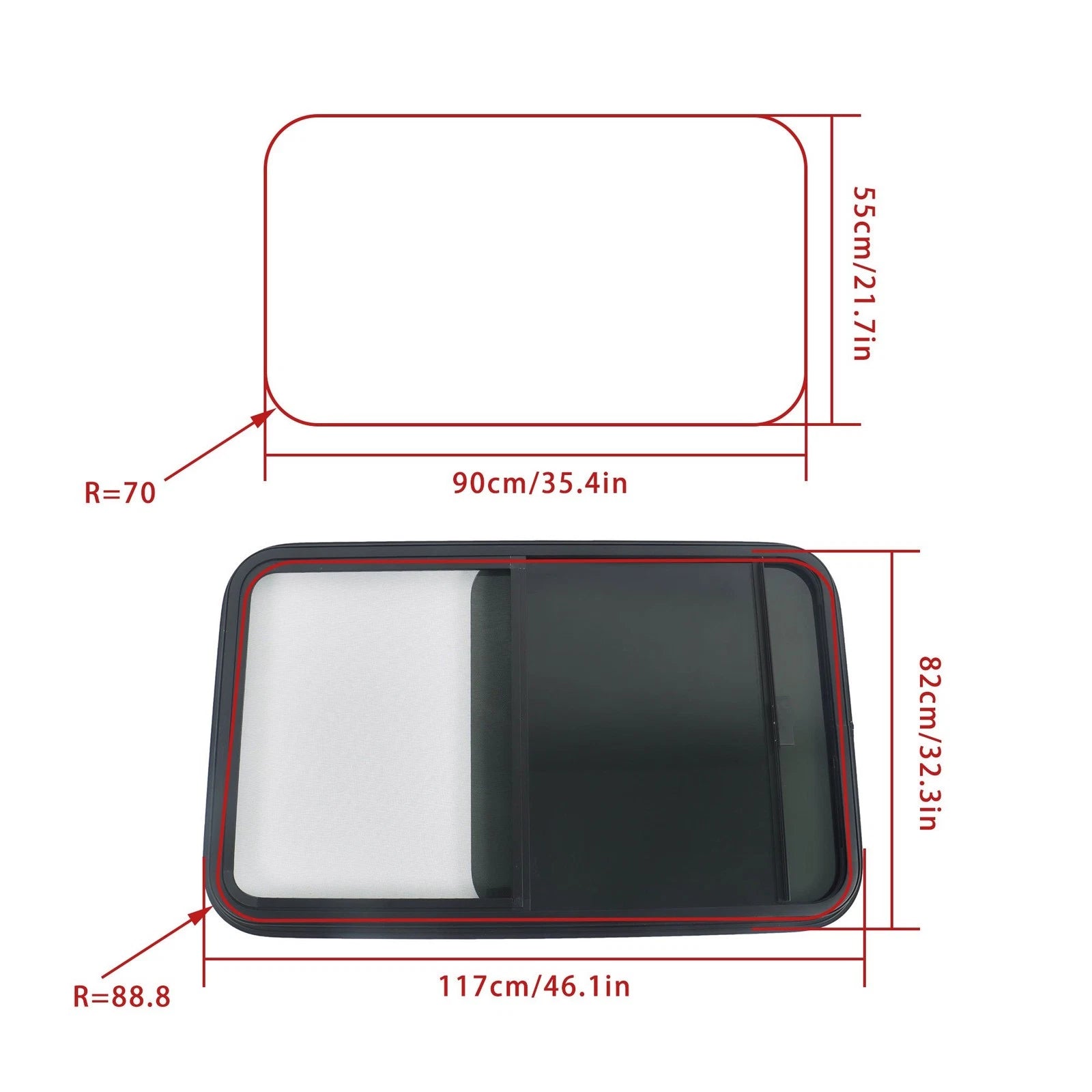 35" x 22" Horizontal Slider Window for RV Cargo Trailer