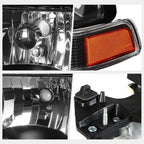 Black Housing Headlight & Amber Corner Lamps for Chevy S10/Blazer (1998–2004)