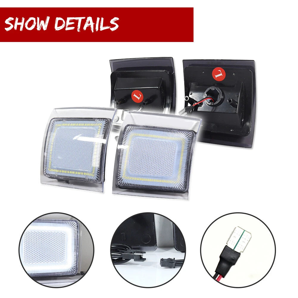 Clear White LED Corner Side Marker Lights for Chevy C/K 1500 2500 3500 (1994–1998)