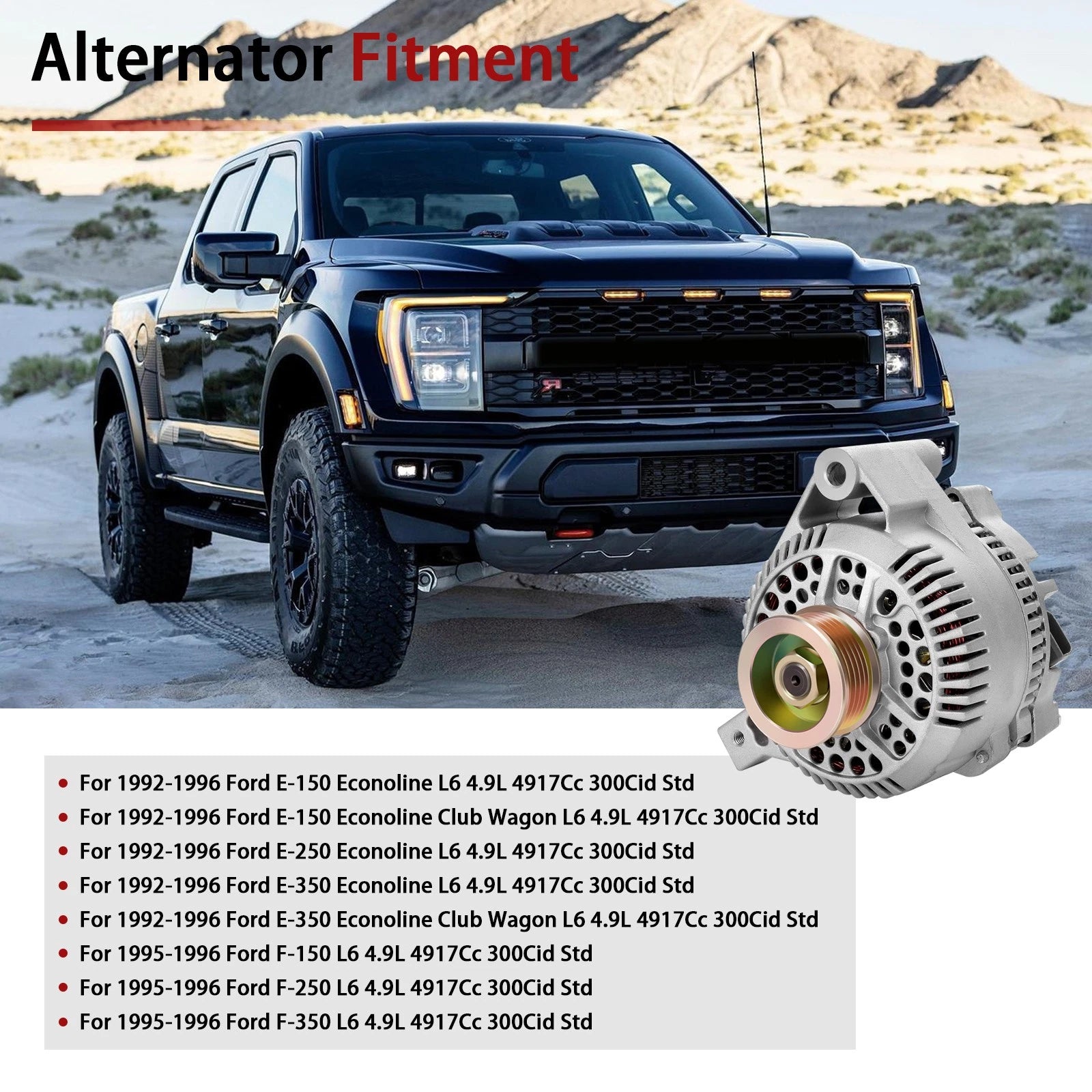 Alternator for Ford F150 F250 F350 (1995–1996) 12V 95Amp