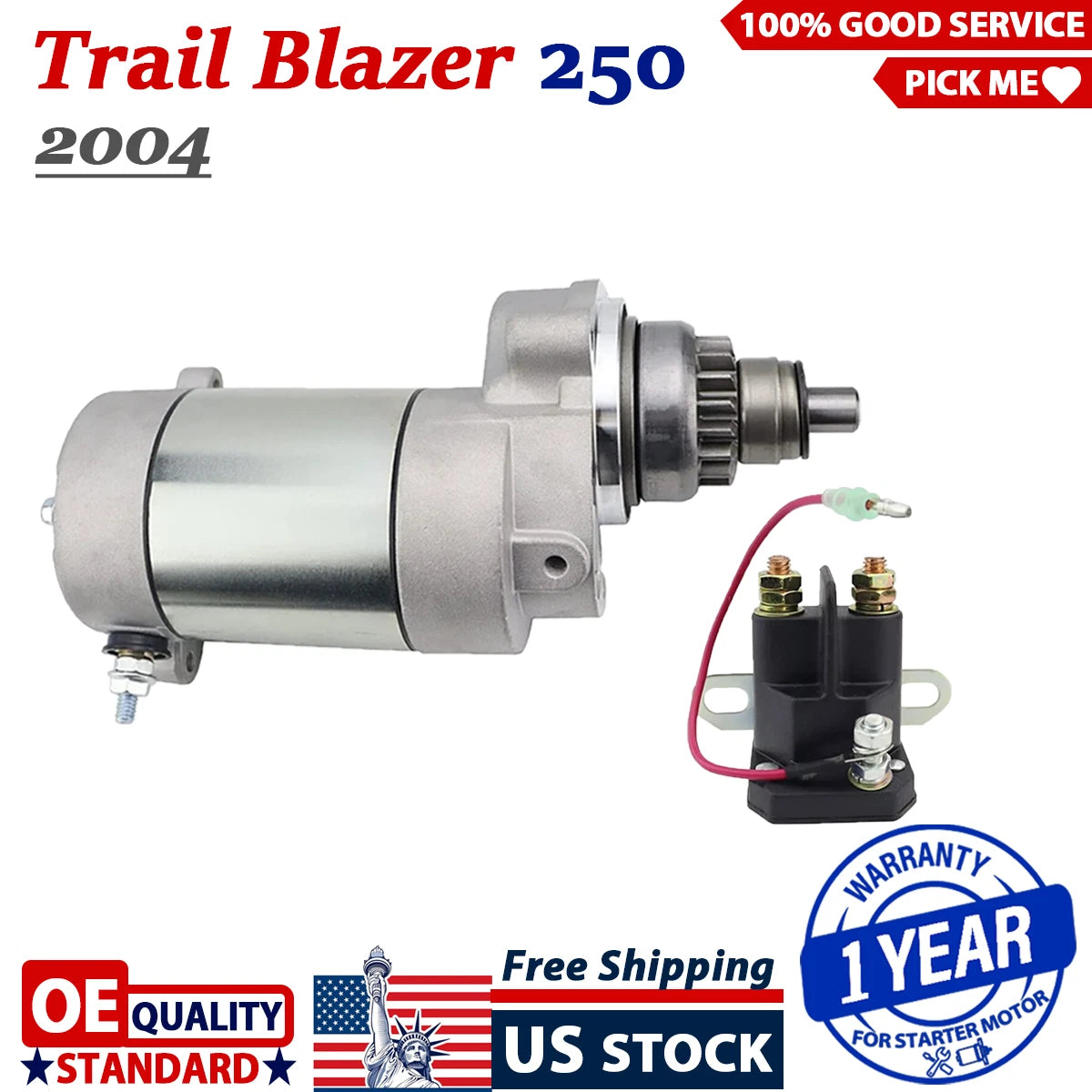 Starter Motor for Polaris Trail Blazer 250 (2004) W/Bendix & Relay