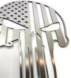 Brushed Stainless Steel Punisher Skull Emblem with American Flag for Car