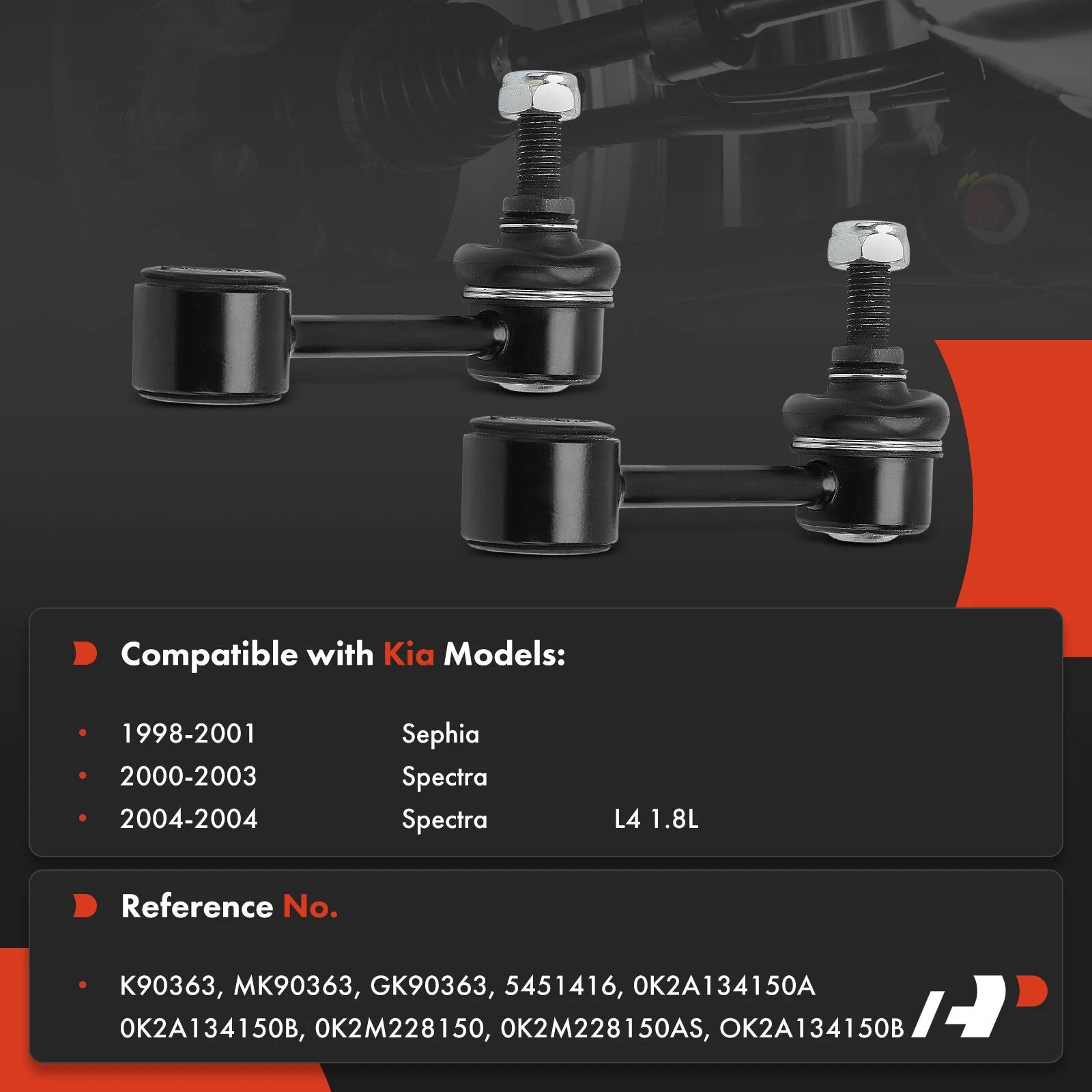 2X Rear Sway Bar Links for Kia Spectra (2000–2004) Sephia (1998–2001)