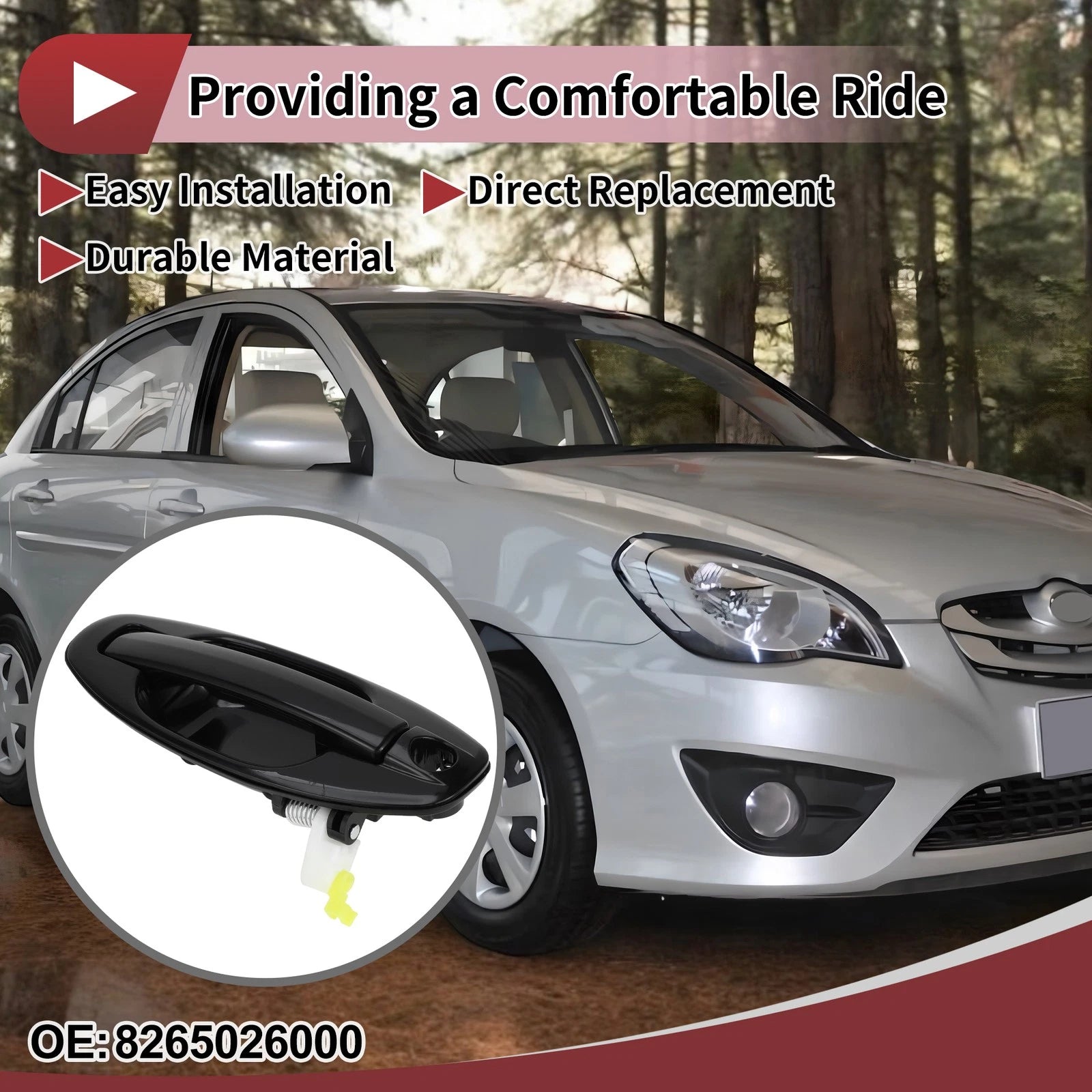 Exterior Door Handle for Hyundai Santa Fe (2013–2018) Front Right No. 8265026000 Black