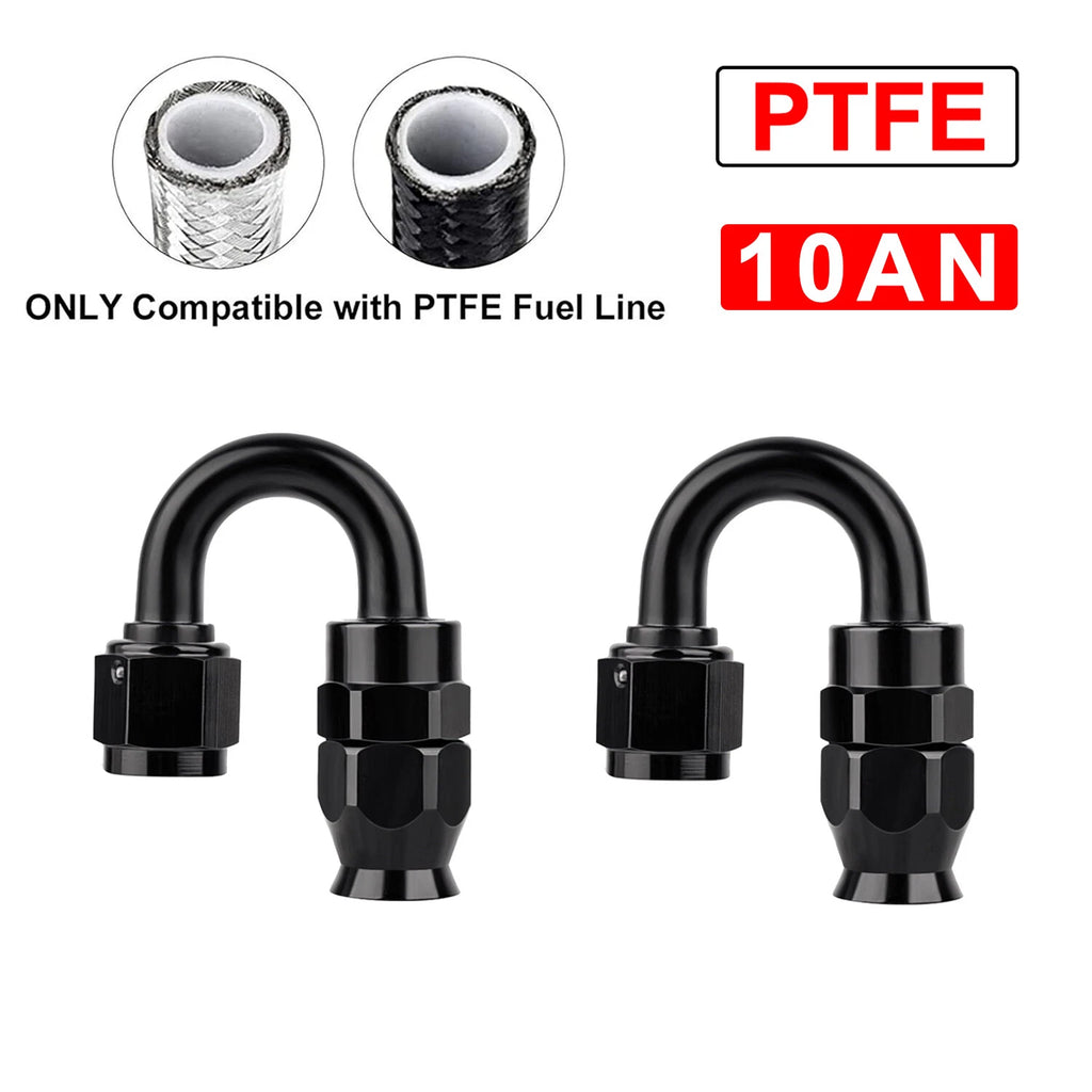 PTFE Hose End Fitting (2PCS) for 180 Degree Black for E85 (10AN, 2018–2024)