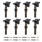 Pack of 8 Ignition Coils + Spark Plugs for Mercury Mountaineer (2008–2010)
