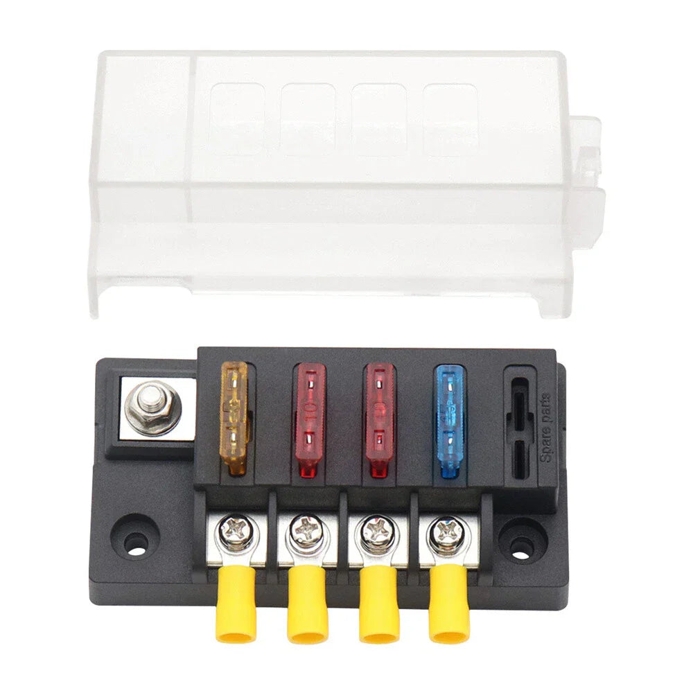 4-Way Compact Fuse Box 30A DC 32V for Universal Vehicles