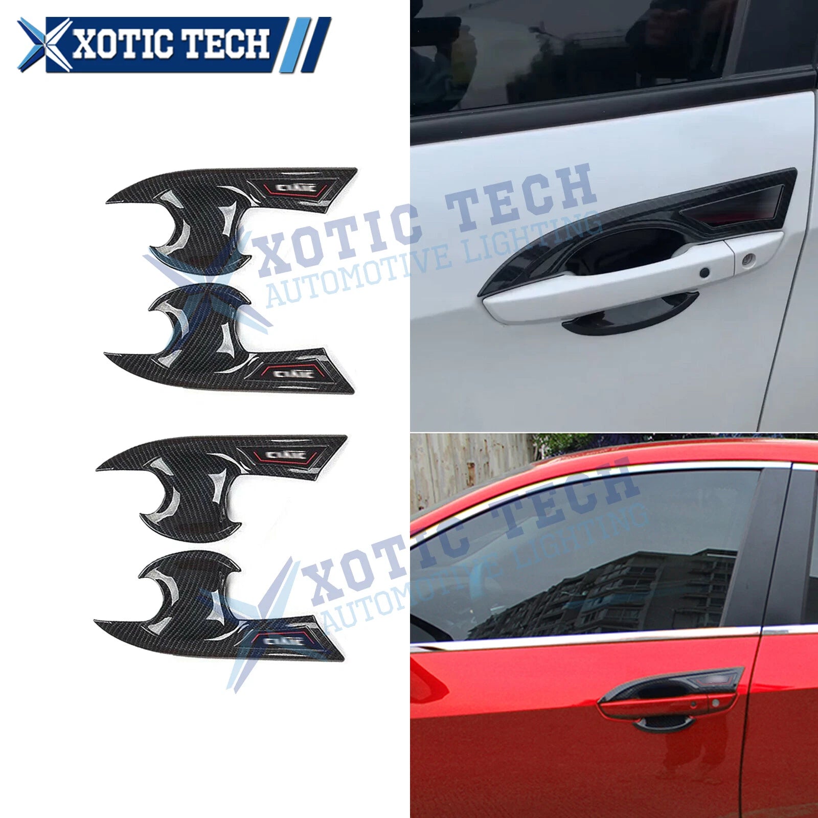 Carbon Fiber Door Handle Bowl Frame Trim for Honda Civic (2016–2021)