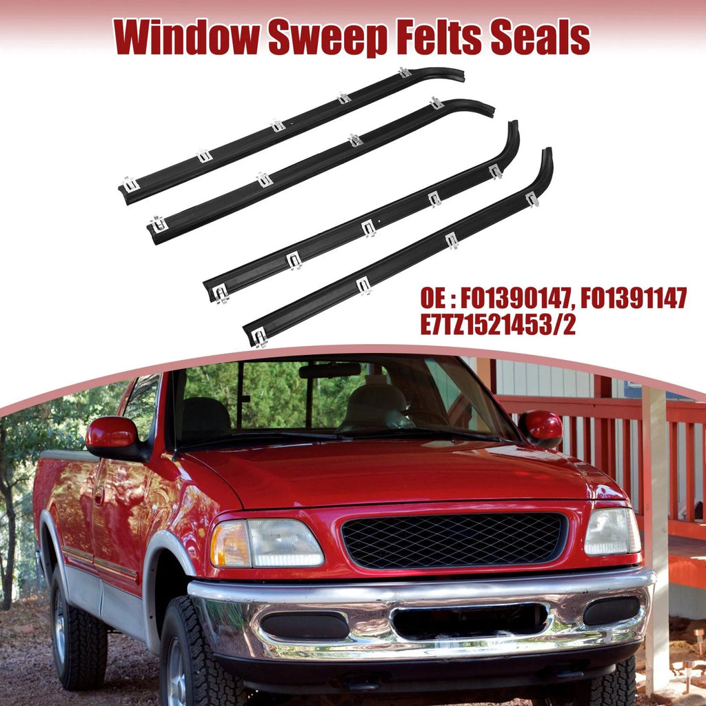 Set of 4 Inner Outer Weatherstrip Window Sweep Seals for Ford F150 F250 F350 