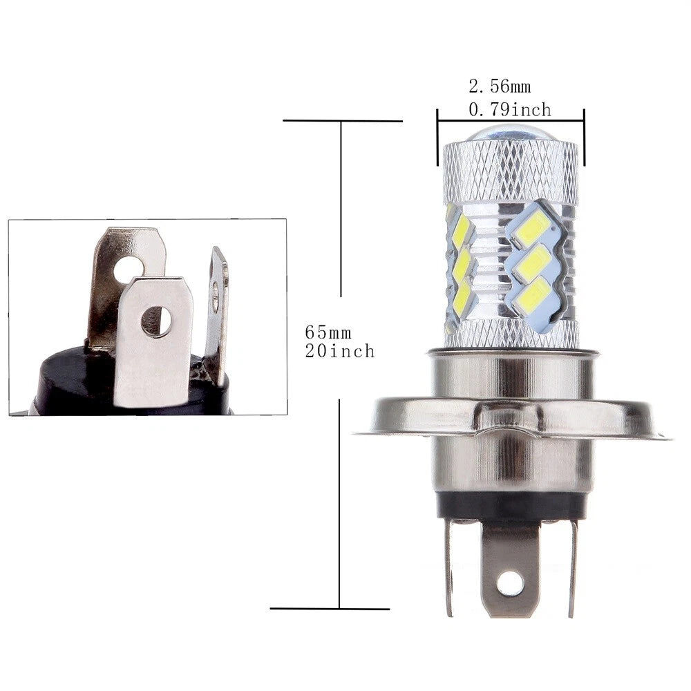 2x LED H4 15 SMD Fog Driving Lamp 60W 6000K White 12V