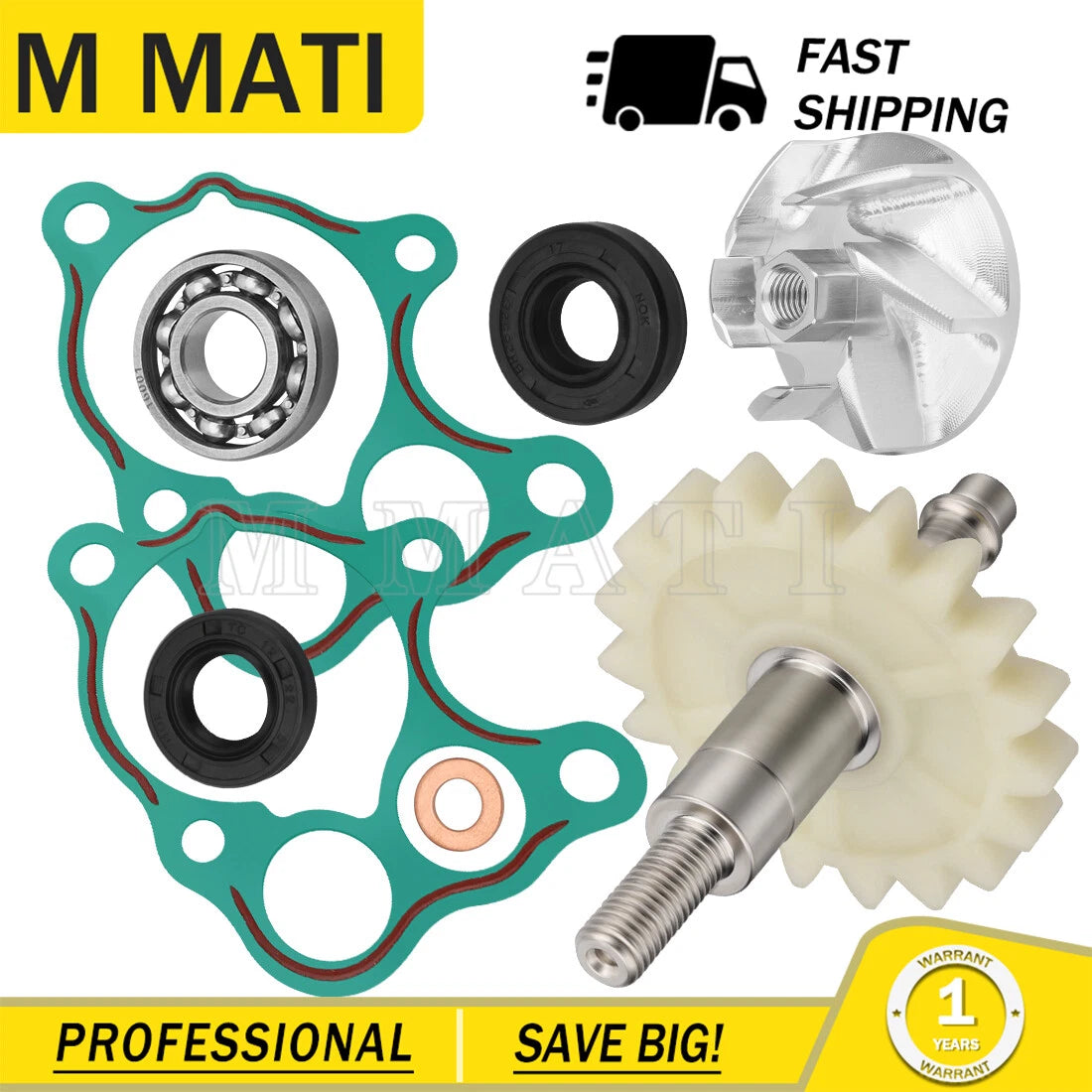 Water Pump Impeller Shaft Gear Rebuild Kit for Honda CR500R (1986–2001)