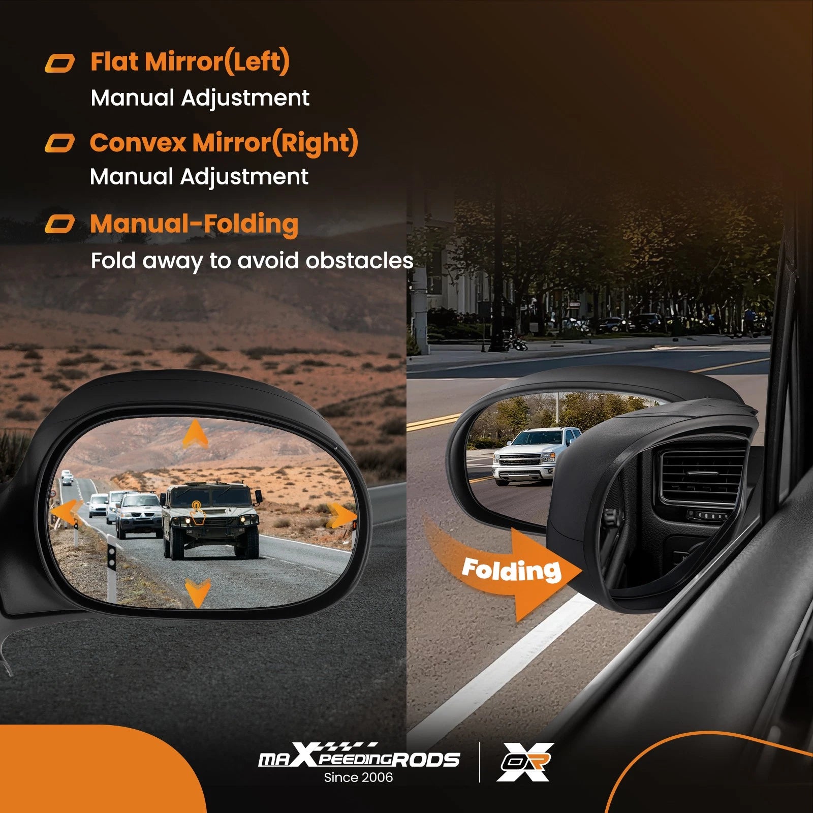 Black Manual Folding Mirrors for Ford F-150 SuperCab (2001–2003) FO1321300