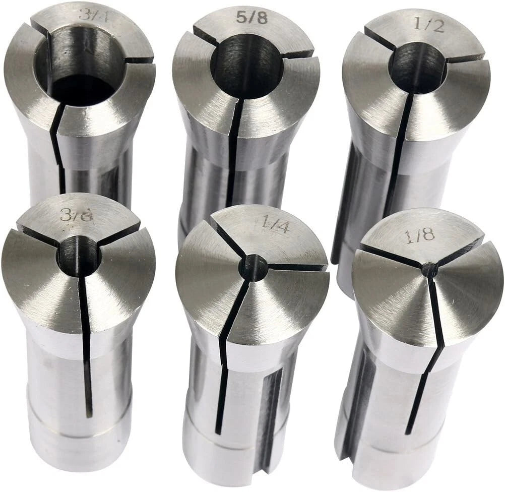Set of 6 Precision R8 Collets for Mill Chuck Holder (1/8" - 3/4")