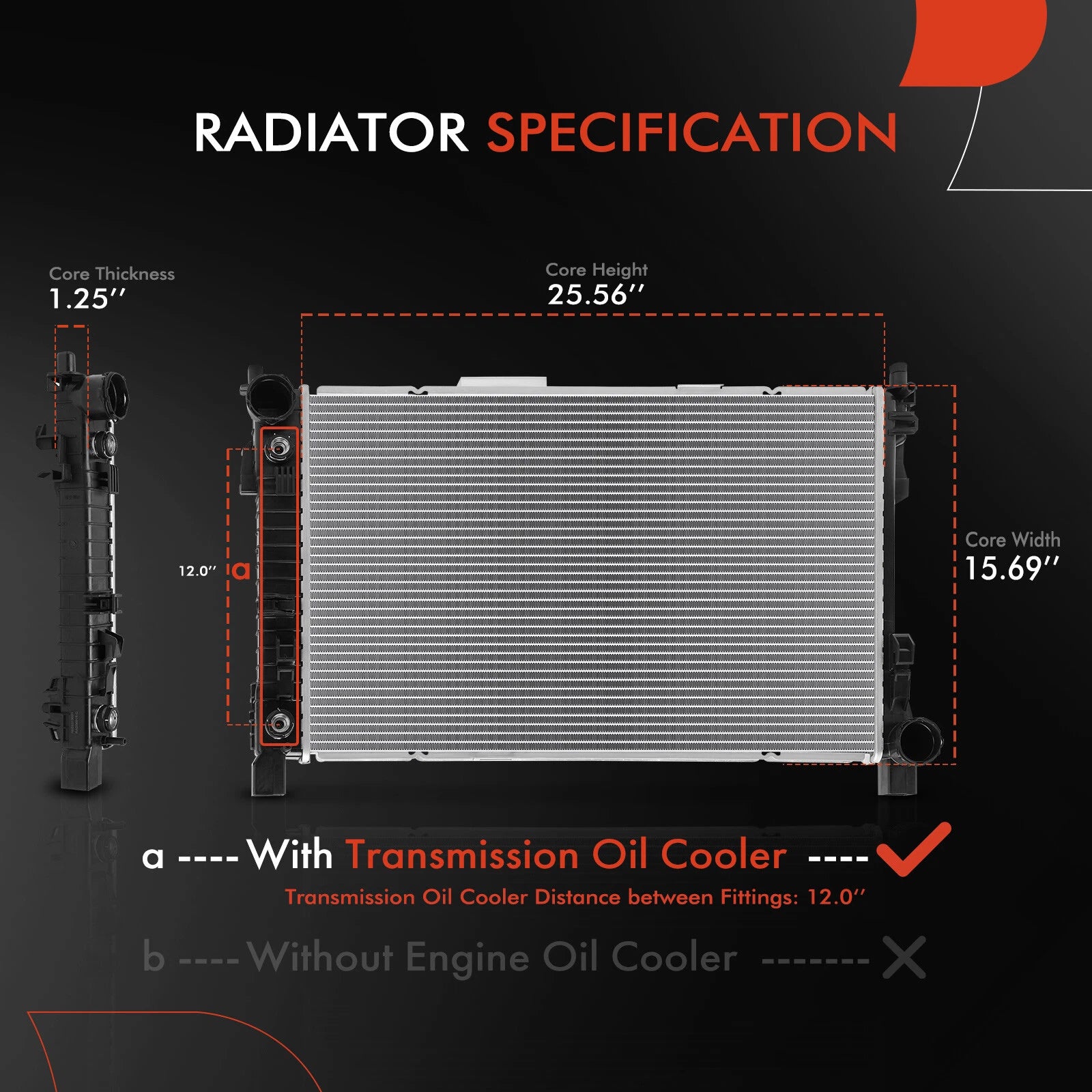 Radiator with Trans Oil Cooler for Mercedes-Benz W203 C230 C280 C350 (2007)