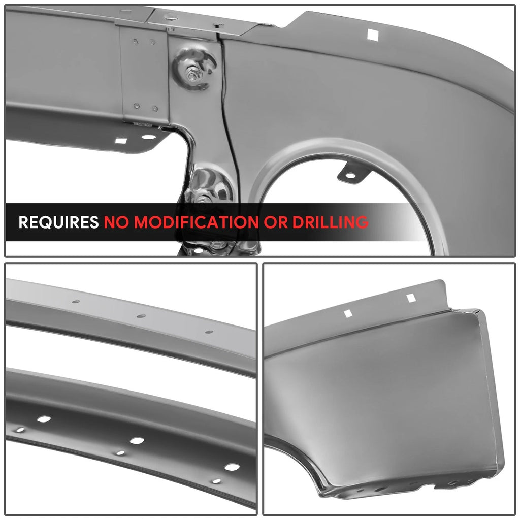 Chrome Front Bumper Face Bar with Fog Light Holes for GMC Sierra 1500 2500 (2007–2013)