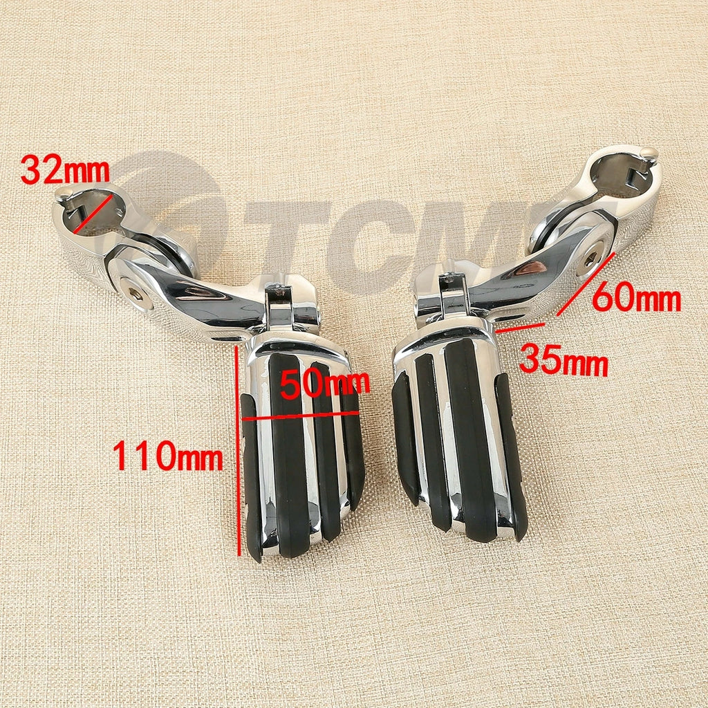 1-1/4" Short Angled Mount Highway Engine Guard Footpegs for Harley Touring