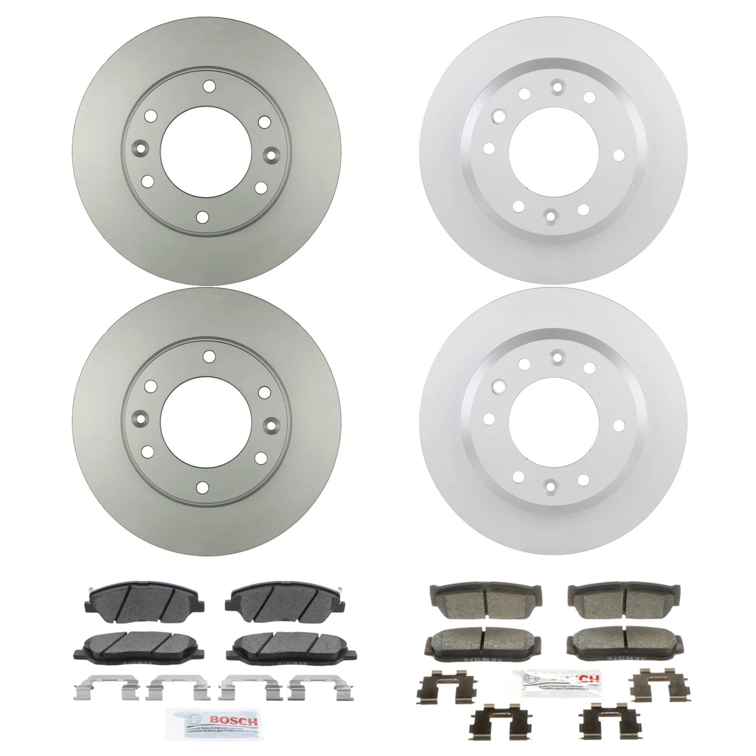 Set of 4 Bosch Quietcast Rotors & Blue Ceramic Pads for Kia Sedona (2006)