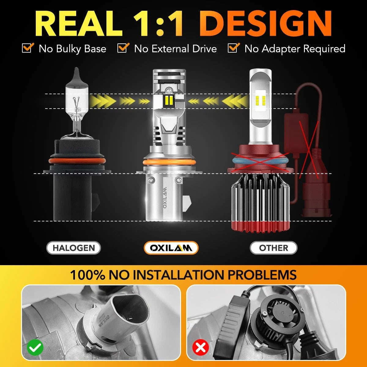 2X OXILAM 9007 HB5 LED Headlight Bulbs for