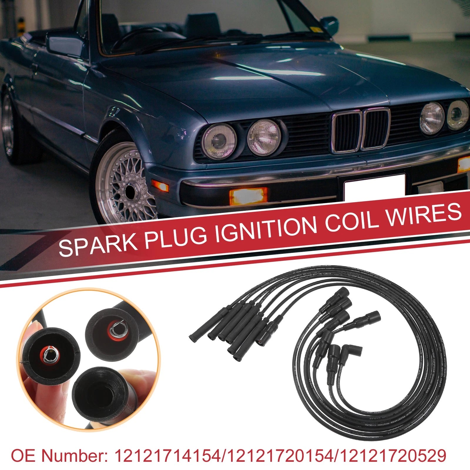 7pcs Spark Plug Wire Ignition Coil Cable No. 12121714154 for BMW 3 Series (1986)