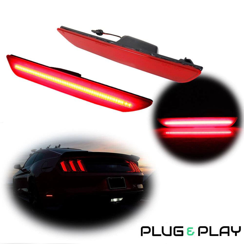 LED Rear Bumper Side Marker Reflectors for Ford Mustang (2015–Present)