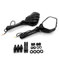 Black LED Skull Rearview Mirrors for Harley Honda Suzuki Kawasaki (All Years)