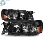 Set of 2 Halogen Headlights for Subaru Forester (2003–2004) Black Housing