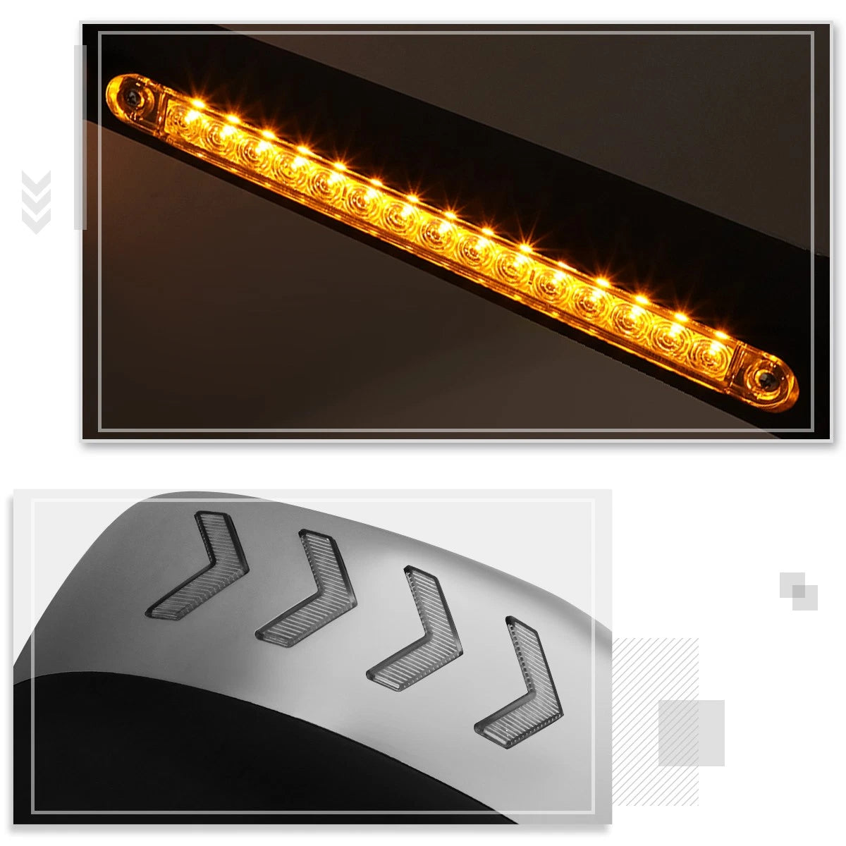 Sequential Chevron Arrow LED Hood Mirror for International Harvester RH613 (2018–2024)