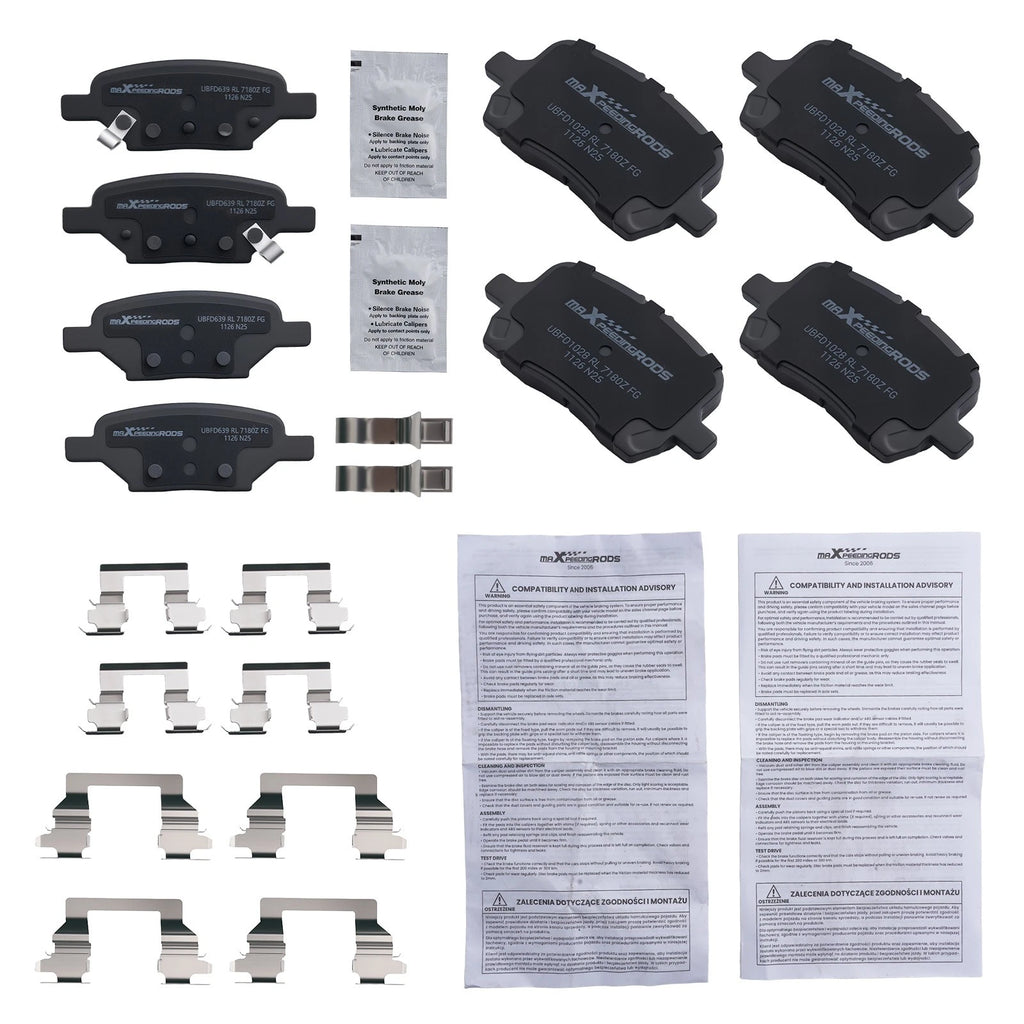 Set of 8 Ceramic Brake Pads for Saturn Aura (2007-2009)