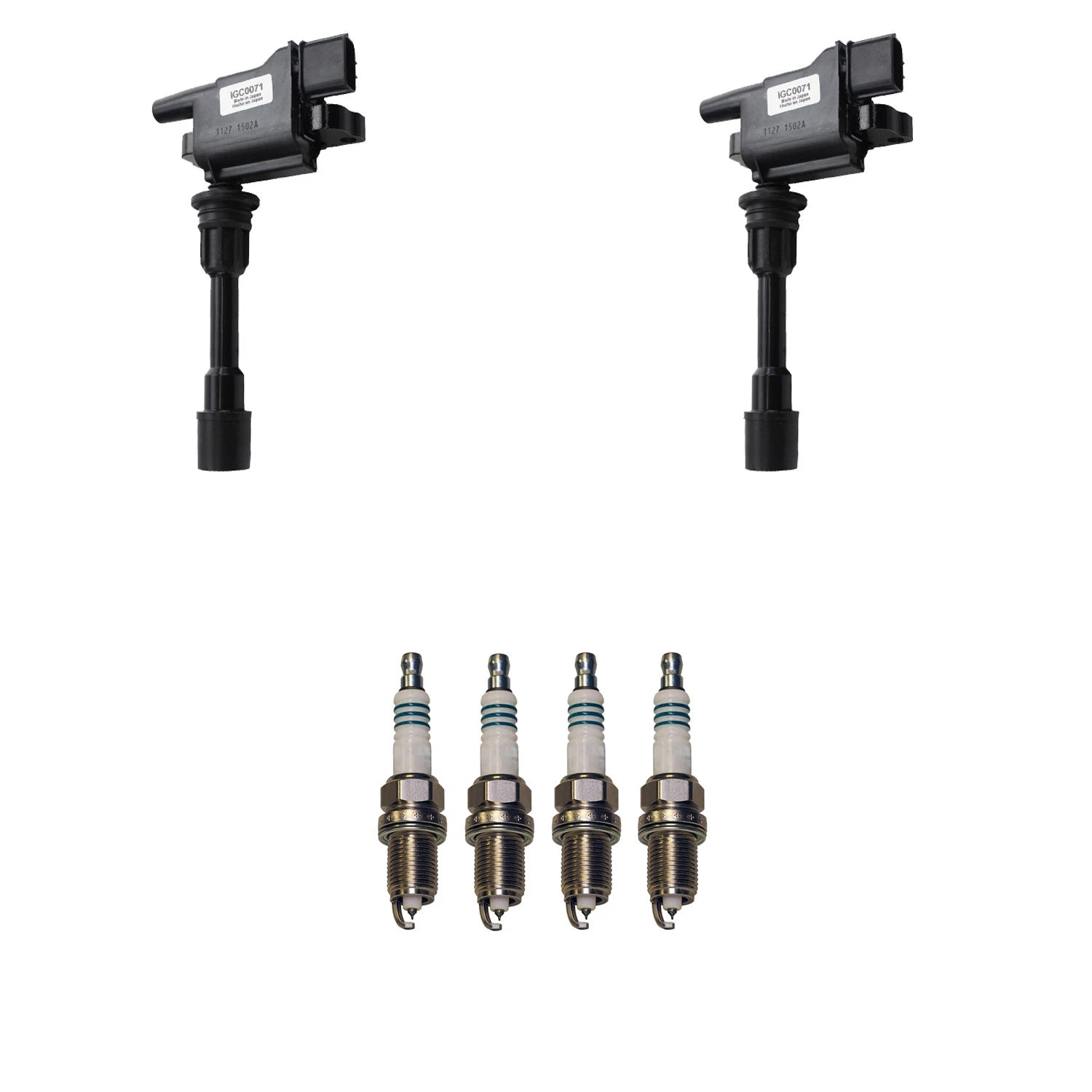 Set of 2 Ignition Coils & 4 Denso Iridium Spark Plugs for Mazda Protege (1999–2003)