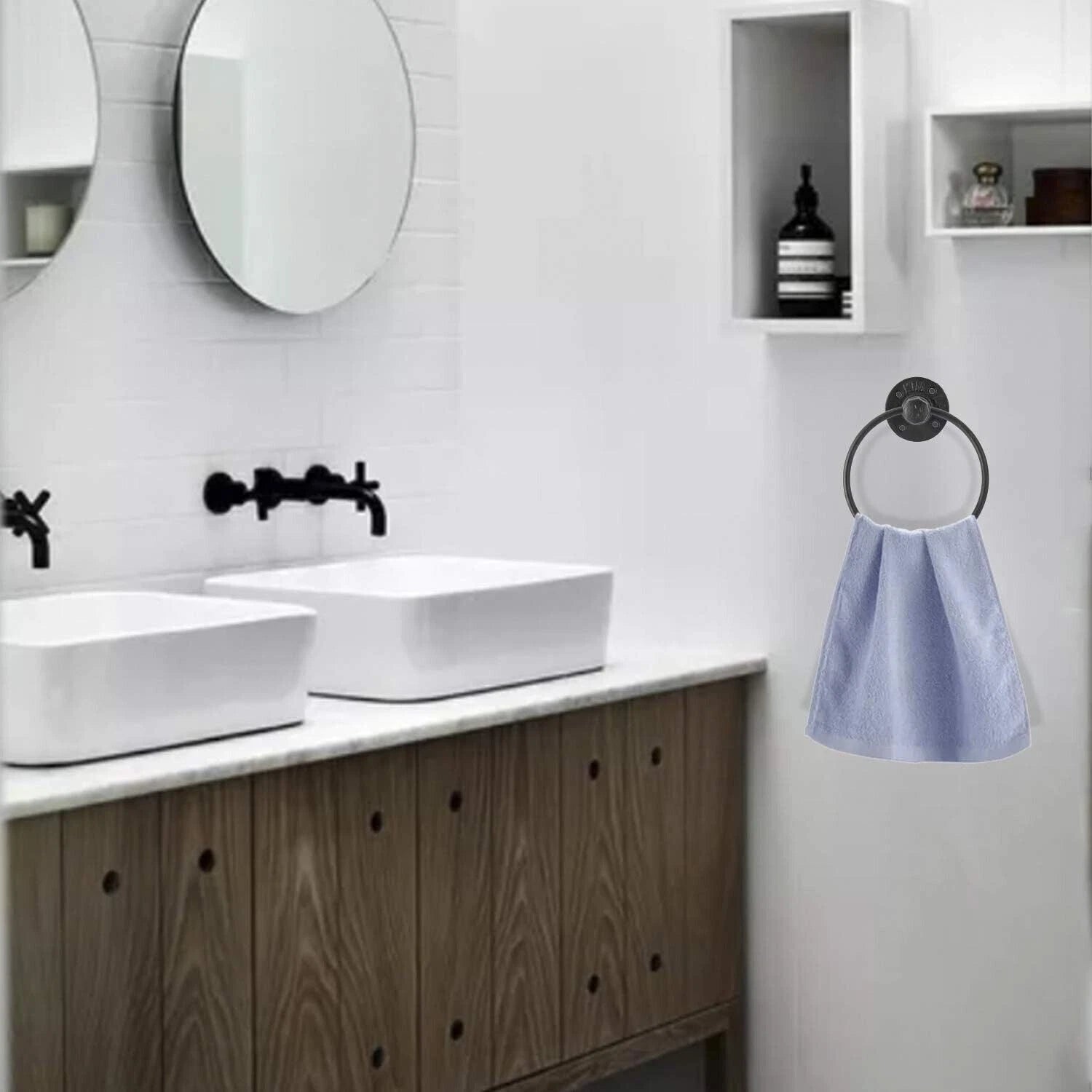 Round Towel Ring Holder for Bathroom Kitchen (Rust-Resistant)