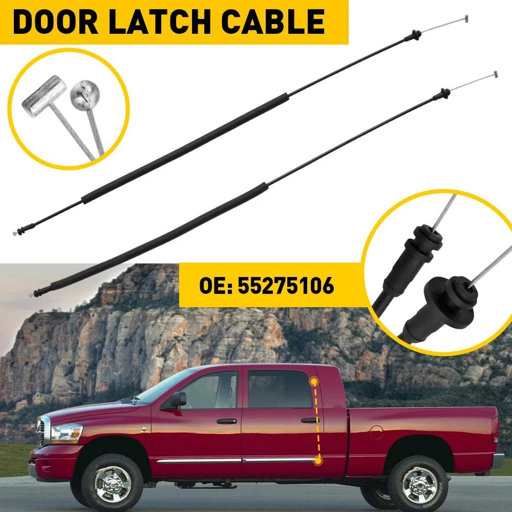 Pair Rear Door Latch Release Cable for Dodge Ram 1500 2500 3500 (1998–2002)