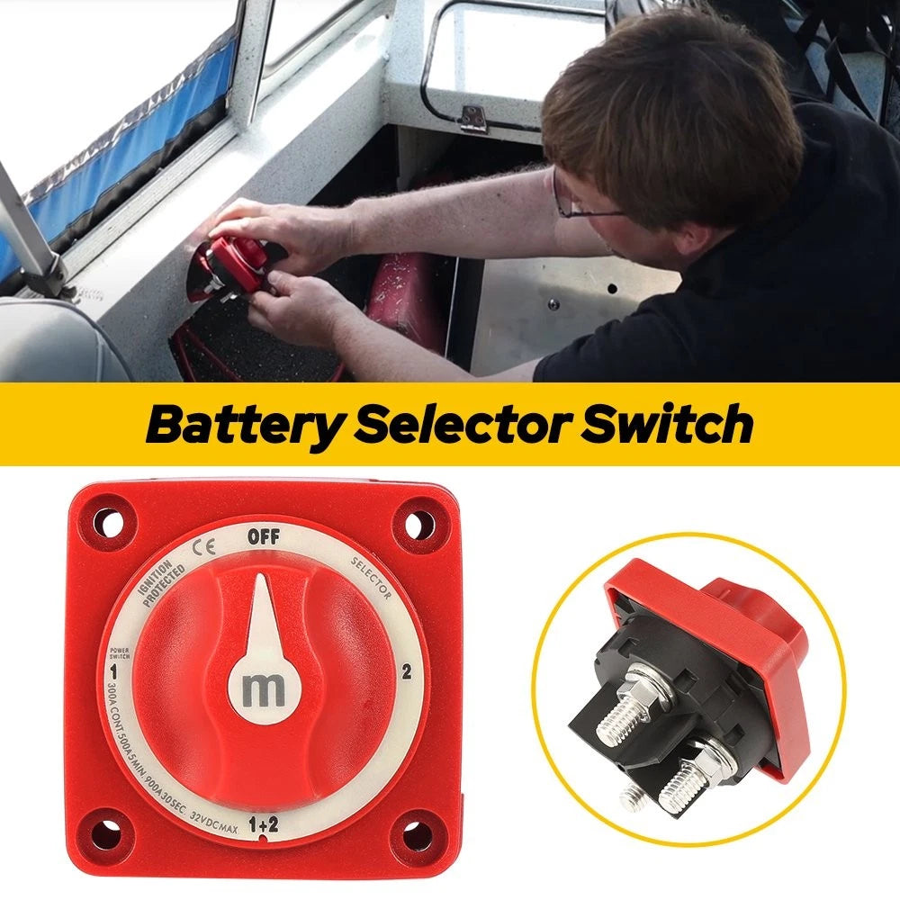 Dual Battery Selector Switch for Marine Boat 6007 (4 Position, Red)