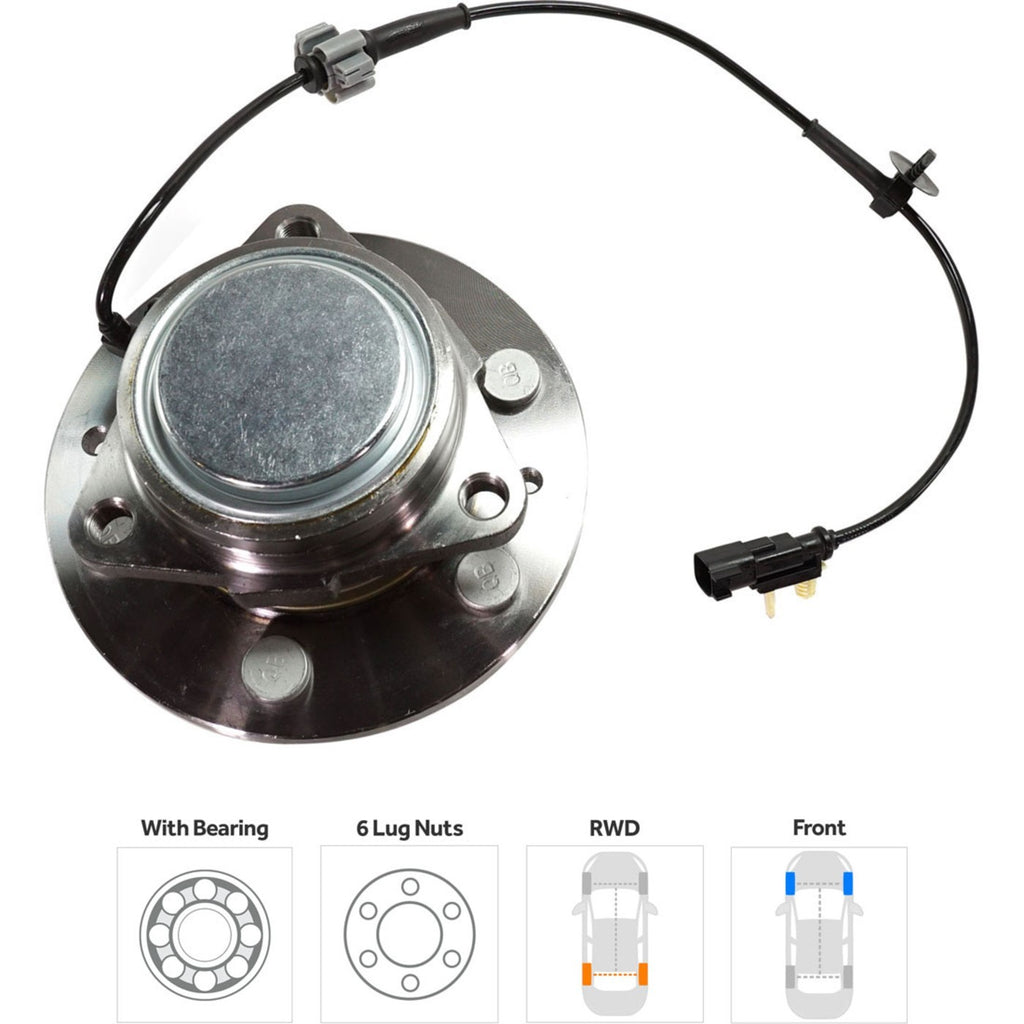 Wheel Hubs for Chevrolet Silverado 1500 (2014–2018) Front 6 Lug with Bearing