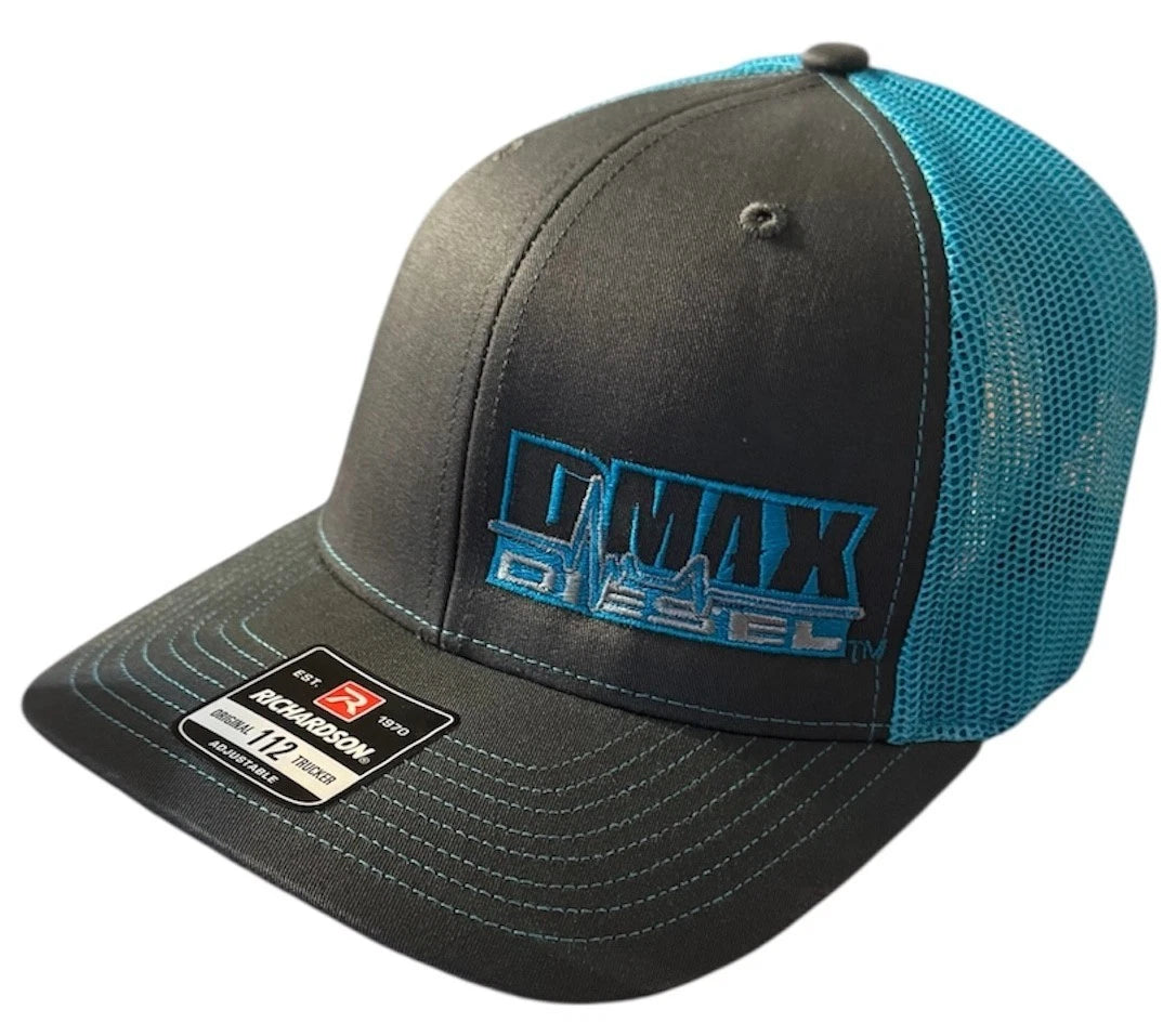 DMAX Diesel Trucker Hat for DMAX (Charcoal/Neon Blue, Mesh Back, Snapback)
