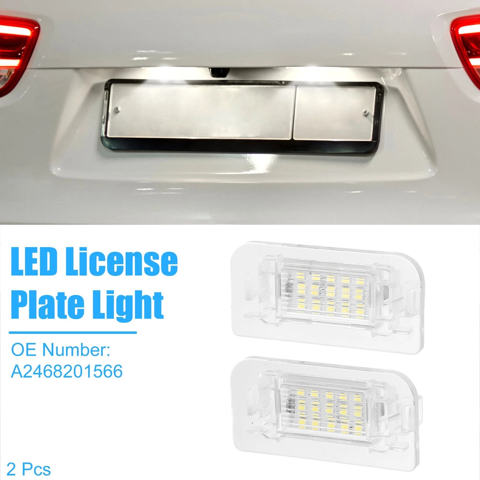 2X LED License Plate Light No.A2468201566 for Mercedes-Benz B-Class (2011–2019)