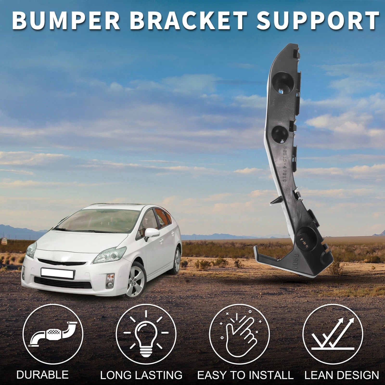 1pc Right Front Bumper Retainer Bracket No. 5211547010 for Toyota Prius (2004–2009)