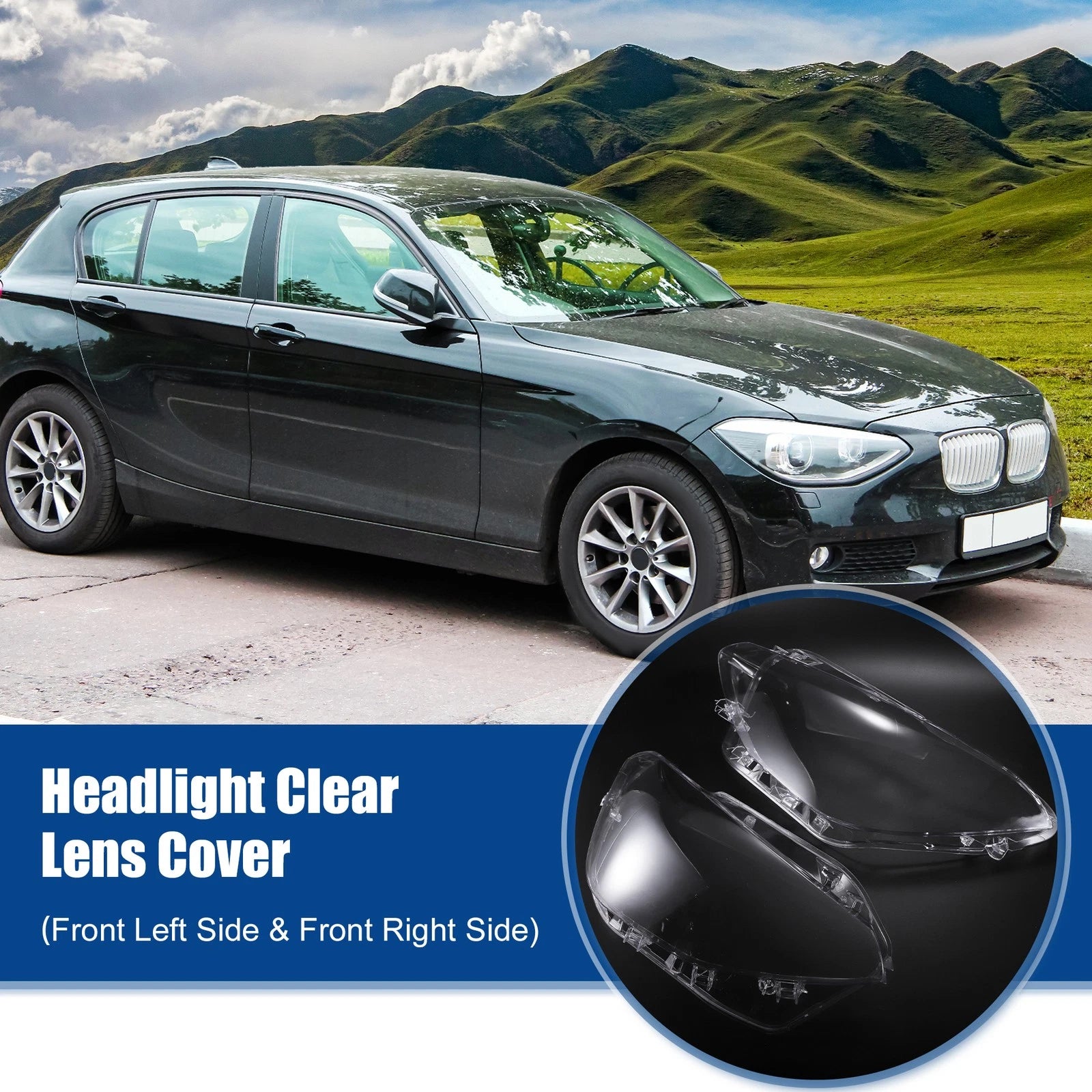 1 Pair Headlight Clear Lens Shell Cover for BMW F20 (2012–2014) No. 63117414141
