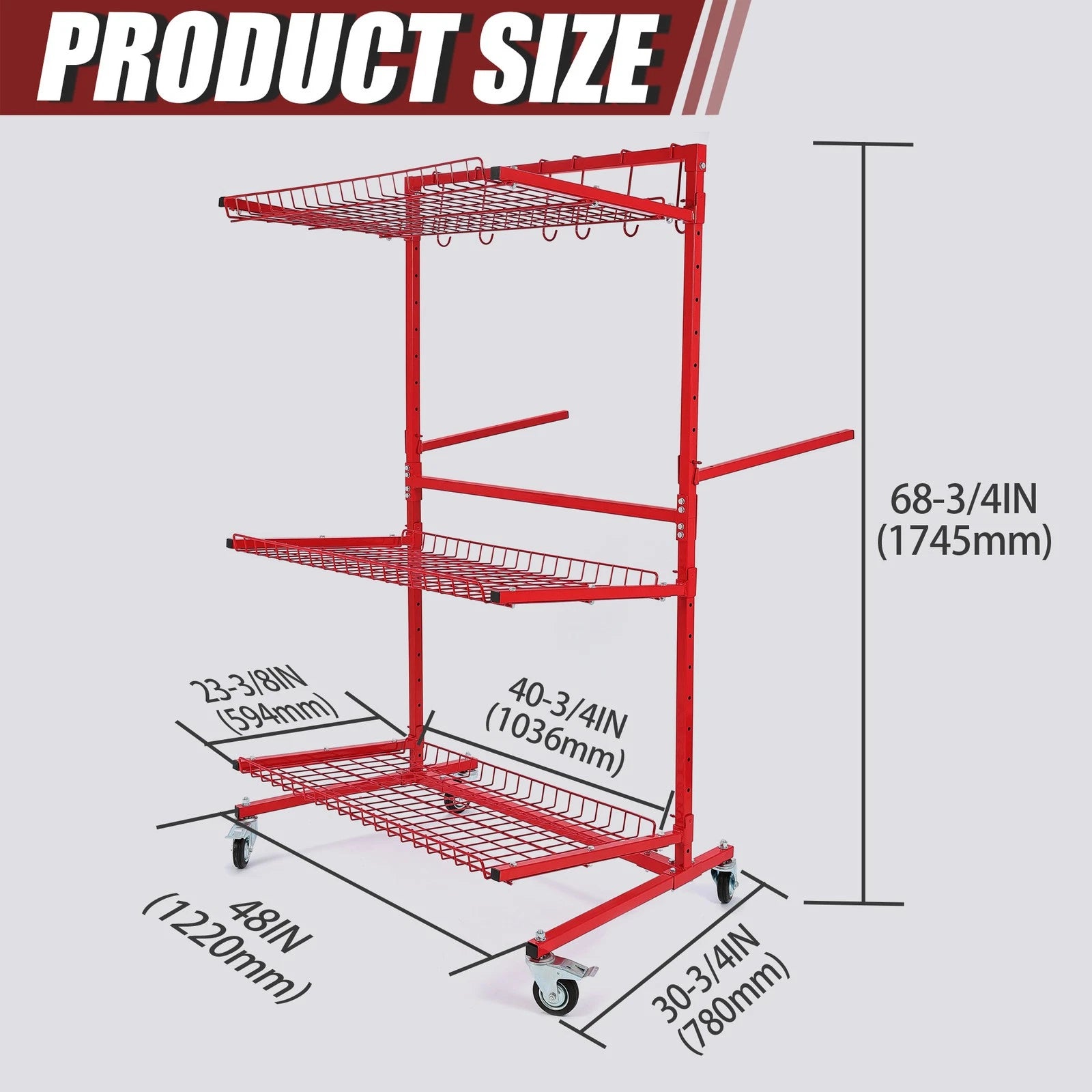 3-Shelf Auto Parts Storage Rack for Tools Management