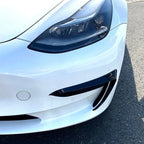 Black Front Bumper Side C Canards Covers Trim for Tesla Model 3 (2017–2023)